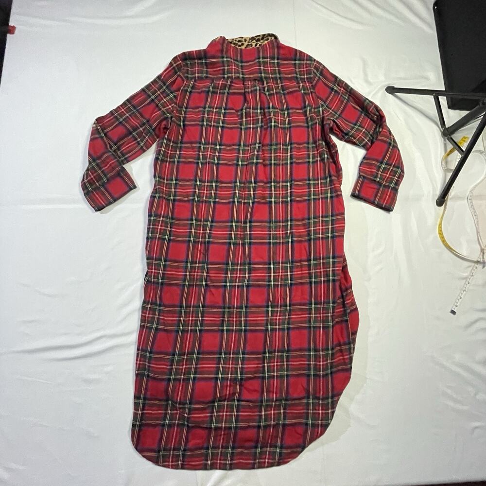 Lauren Ralph Lauren XL Red Plaid Flannel Sleepshirt Long 46" Nightgown Pockets - Picture 4 of 9